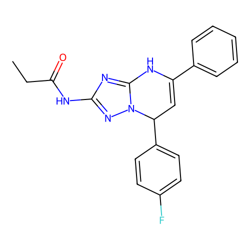 N-(7-(4-fluorophenyl)-5-phenyl-4,7-dihydro-[1,2,4]triazolo[1,5-a]pyrimidin-2-yl)propionamide structure