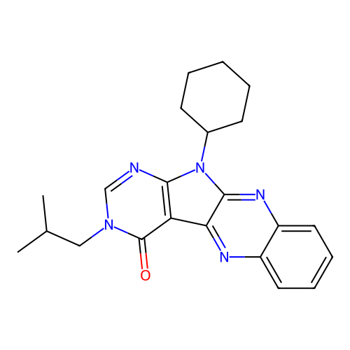 11-cyclohexyl-3-isobutyl-3H-pyrimido[5',4':4,5]pyrrolo[2,3-b]quinoxalin-4(11H)-one structure