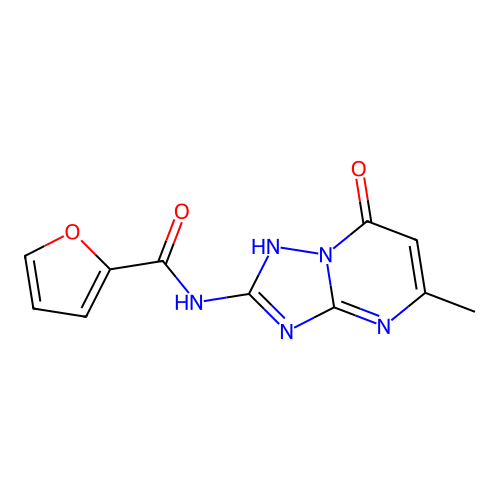 N-(7-hydroxy-5-methyl[1,2,4]triazolo[1,5-a]pyrimidin-2-yl)furan-2-carboxamide structure