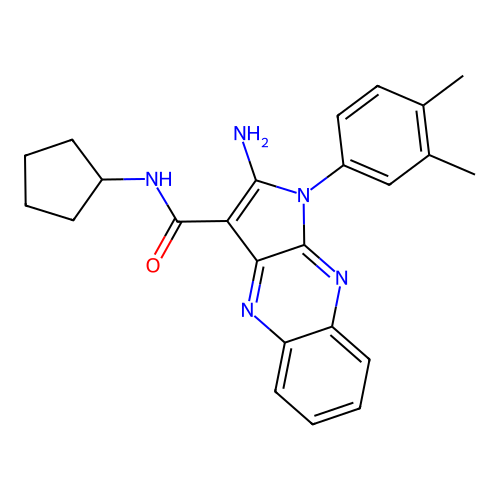 2-amino-N-cyclopentyl-1-(3,4-dimethylphenyl)-1H-pyrrolo[2,3-b]quinoxaline-3-carboxamide structure