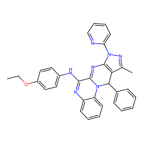 N-(4-ethoxyphenyl)-10-methyl-11-phenyl-8-(pyridin-2-yl)-8,11-dihydropyrazolo[3',4':4,5]pyrimido[1,2-a]quinoxalin-6-amine structure