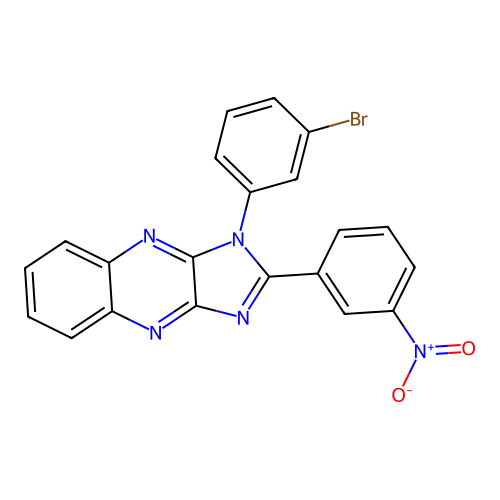 1-(3-bromophenyl)-2-(3-nitrophenyl)-1H-imidazo[4,5-b]quinoxaline structure