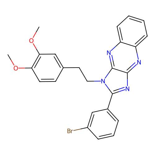 2-(3-bromophenyl)-1-[2-(3,4-dimethoxyphenyl)ethyl]-1H-imidazo[4,5-b]quinoxaline structure