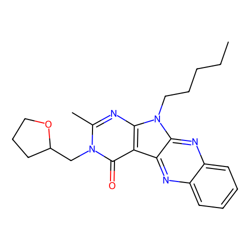2-methyl-11-pentyl-3-((tetrahydrofuran-2-yl)methyl)-3H-pyrimido[5',4':4,5]pyrrolo[2,3-b]quinoxalin-4(11H)-one structure