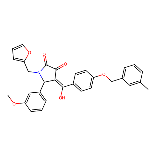 (4E)-1-(furan-2-ylmethyl)-4-(hydroxy{4-[(3-methylbenzyl)oxy]phenyl}methylidene)-5-(3-methoxyphenyl)pyrrolidine-2,3-dione structure