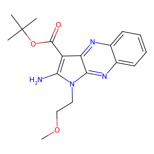 tert-butyl 2-amino-1-(2-methoxyethyl)-1H-pyrrolo[2,3-b]quinoxaline-3-carboxylate structure