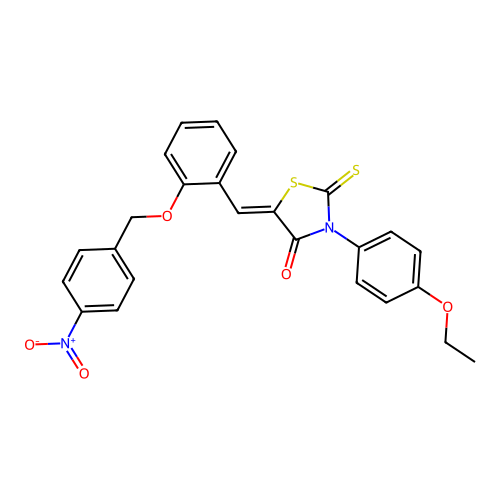 (Z)-3-(4-ethoxyphenyl)-5-(2-((4-nitrobenzyl)oxy)benzylidene)-2-thioxothiazolidin-4-one structure