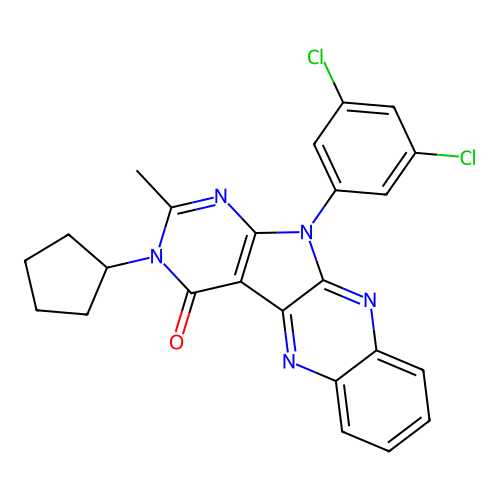 3-cyclopentyl-11-(3,5-dichlorophenyl)-2-methyl-3,11-dihydro-4H-pyrimido[5',4':4,5]pyrrolo[2,3-b]quinoxalin-4-one structure