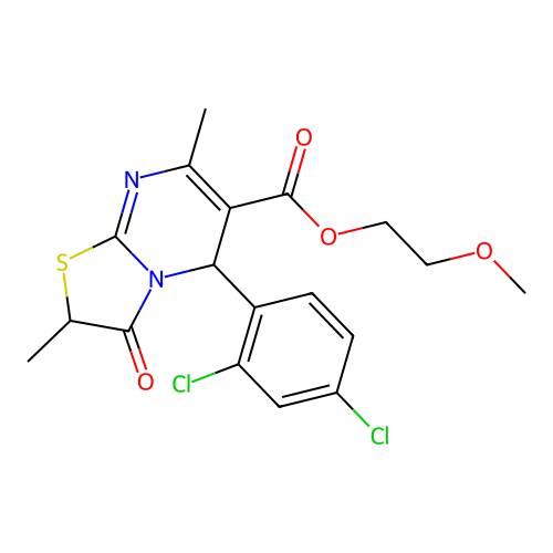 2-methoxyethyl 5-(2,4-dichlorophenyl)-2,7-dimethyl-3-oxo-2,3-dihydro-5H-[1,3]thiazolo[3,2-a]pyrimidine-6-carboxylate structure