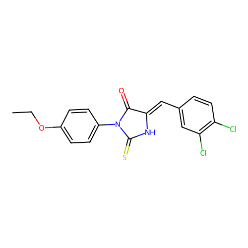 (5Z)-5-(3,4-dichlorobenzylidene)-3-(4-ethoxyphenyl)-2-thioxoimidazolidin-4-one structure