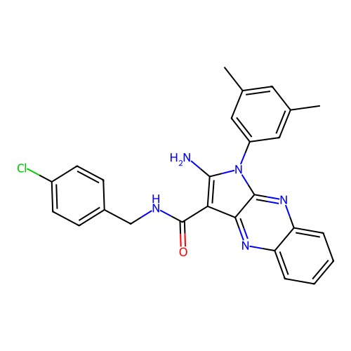 2-amino-N-(4-chlorobenzyl)-1-(3,5-dimethylphenyl)-1H-pyrrolo[2,3-b]quinoxaline-3-carboxamide structure