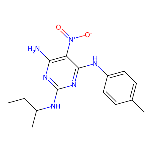 {6-Amino-2-[(methylpropyl)amino]-5-nitropyrimidin-4-yl}(4-methylphenyl)amine structure