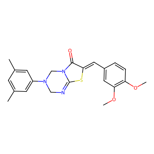 (Z)-7-(3,4-dimethoxybenzylidene)-3-(3,5-dimethylphenyl)-3,4-dihydro-2H-thiazolo[3,2-a][1,3,5]triazin-6(7H)-one structure