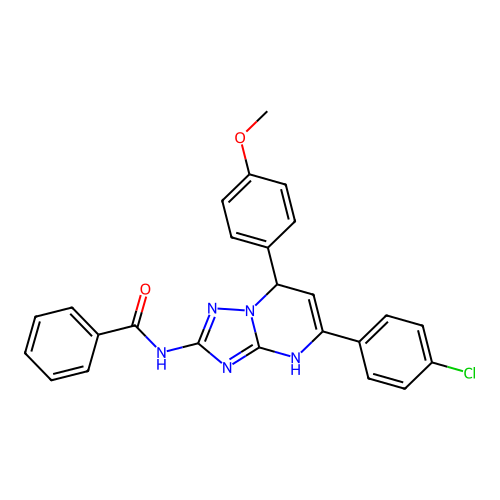 N-(5-(4-chlorophenyl)-7-(4-methoxyphenyl)-4,7-dihydro-[1,2,4]triazolo[1,5-a]pyrimidin-2-yl)benzamide structure