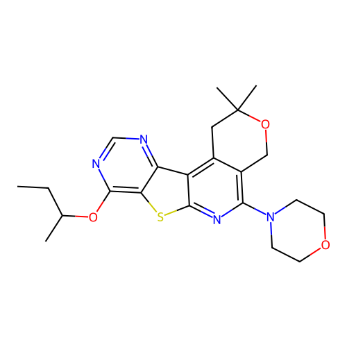 8-(sec-butoxy)-2,2-dimethyl-5-morpholino-2,4-dihydro-1H-pyrano[4'',3'':4',5']pyrido[3',2':4,5]thieno[3,2-d]pyrimidine structure