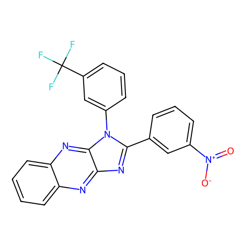 2-(3-nitrophenyl)-1-(3-(trifluoromethyl)phenyl)-1H-imidazo[4,5-b]quinoxaline structure