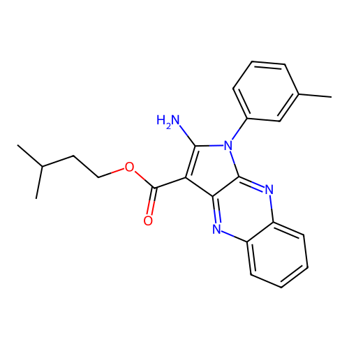 isopentyl 2-amino-1-(m-tolyl)-1H-pyrrolo[2,3-b]quinoxaline-3-carboxylate structure