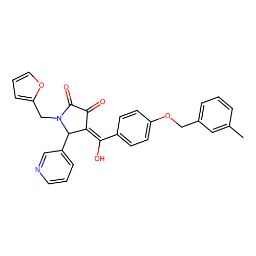 1-(furan-2-ylmethyl)-4-[hydroxy-[4-[(3-methylphenyl)methoxy]phenyl]methylidene]-5-pyridin-3-ylpyrrolidine-2,3-dione structure