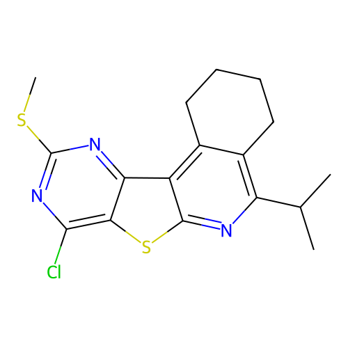 8-chloro-10-(methylsulfanyl)-5-(propan-2-yl)-1,2,3,4-tetrahydropyrimido[4',5':4,5]thieno[2,3-c]isoquinoline structure
