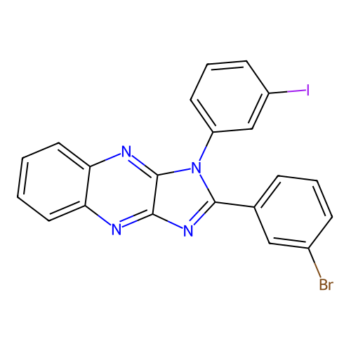 2-(3-bromophenyl)-1-(3-iodophenyl)-1H-imidazo[4,5-b]quinoxaline structure