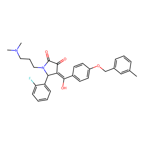 (4E)-1-[3-(dimethylamino)propyl]-5-(2-fluorophenyl)-4-(hydroxy{4-[(3-methylbenzyl)oxy]phenyl}methylidene)pyrrolidine-2,3-dione structure