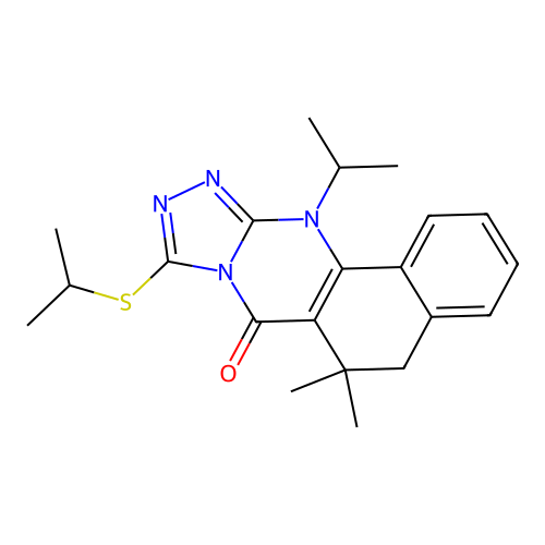 12-isopropyl-9-(isopropylthio)-6,6-dimethyl-5,6-dihydrobenzo[h][1,2,4]triazolo[3,4-b]quinazolin-7(12H)-one structure