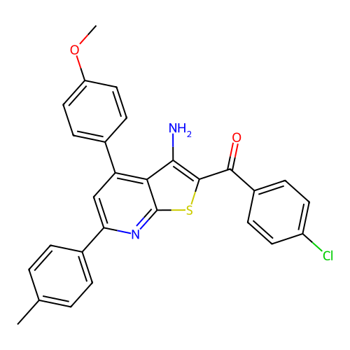 [3-amino-4-(4-methoxyphenyl)-6-(4-methylphenyl)thieno[2,3-b]pyridin-2-yl](4-chlorophenyl)methanone structure