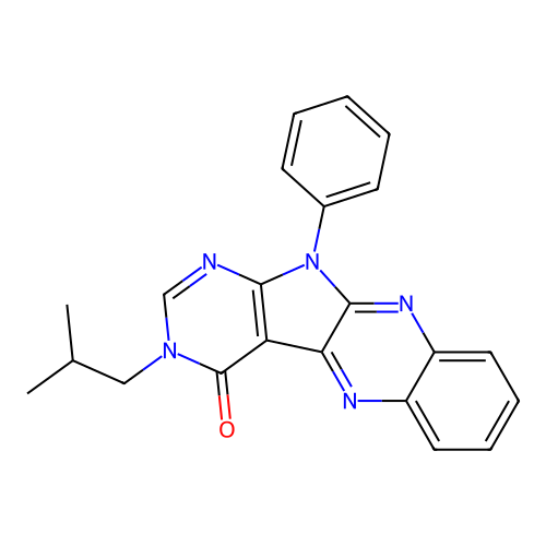 3-isobutyl-11-phenyl-3H-pyrimido[5',4':4,5]pyrrolo[2,3-b]quinoxalin-4(11H)-one structure