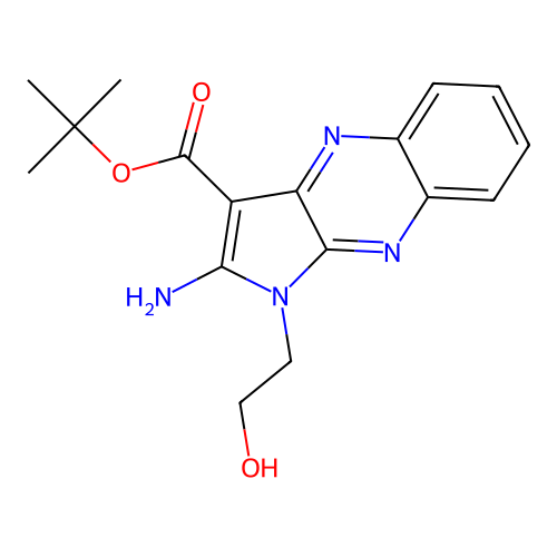 tert-butyl 2-amino-1-(2-hydroxyethyl)-1H-pyrrolo[2,3-b]quinoxaline-3-carboxylate structure