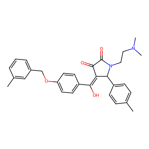 (4E)-1-(2-dimethylaminoethyl)-4-[hydroxy-[4-[(3-methylphenyl)methoxy]phenyl]methylidene]-5-(4-methylphenyl)pyrrolidine-2,3-dione structure