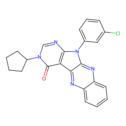 11-(3-chlorophenyl)-3-cyclopentyl-3,11-dihydro-4H-pyrimido[5',4':4,5]pyrrolo[2,3-b]quinoxalin-4-one structure