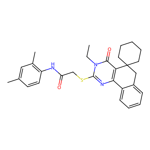 N-(2,4-dimethylphenyl)-2-((3-ethyl-4-oxo-4,6-dihydro-3H-spiro[benzo[h]quinazoline-5,1'-cyclohexan]-2-yl)thio)acetamide structure