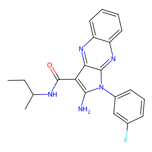 2-amino-N-(butan-2-yl)-1-(3-fluorophenyl)-1H-pyrrolo[2,3-b]quinoxaline-3-carboxamide structure