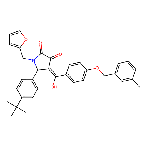 (4E)-5-(4-tert-butylphenyl)-1-(furan-2-ylmethyl)-4-(hydroxy{4-[(3-methylbenzyl)oxy]phenyl}methylidene)pyrrolidine-2,3-dione structure