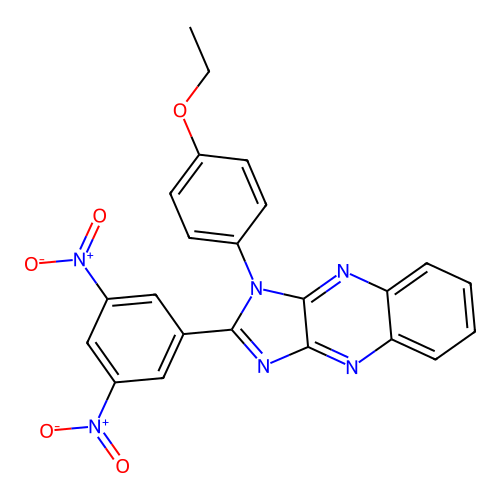2-(3,5-dinitrophenyl)-1-(4-ethoxyphenyl)-1H-imidazo[4,5-b]quinoxaline structure