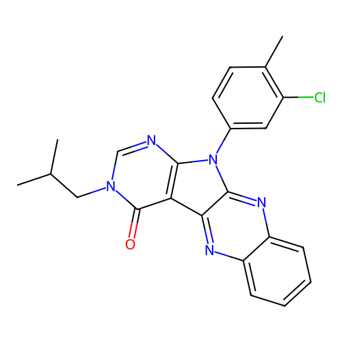 11-(3-chloro-4-methylphenyl)-3-isobutyl-3H-pyrimido[5',4':4,5]pyrrolo[2,3-b]quinoxalin-4(11H)-one structure