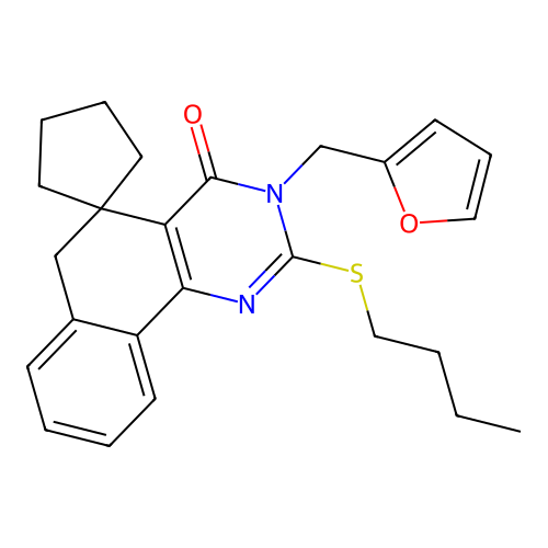 2-(butylthio)-3-(furan-2-ylmethyl)-3H-spiro[benzo[h]quinazoline-5,1'-cyclopentan]-4(6H)-one structure