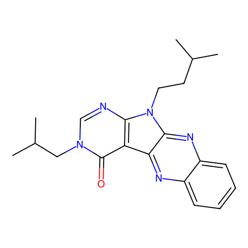 3-isobutyl-11-isopentyl-3H-pyrimido[5',4':4,5]pyrrolo[2,3-b]quinoxalin-4(11H)-one structure