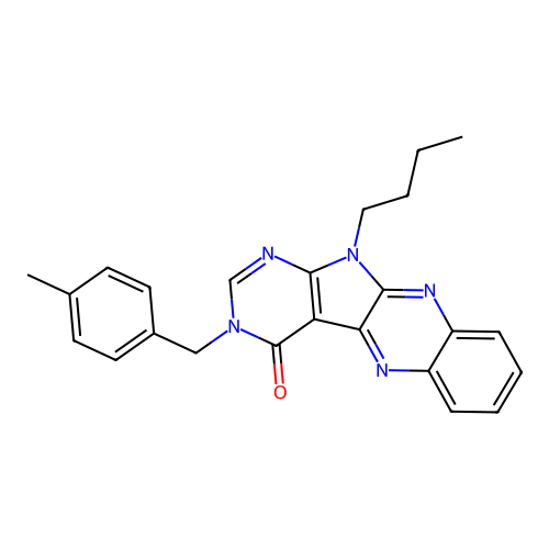 11-butyl-3-(4-methylbenzyl)-3H-pyrimido[5',4':4,5]pyrrolo[2,3-b]quinoxalin-4(11H)-one structure