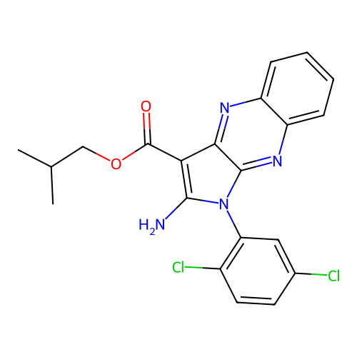 2-methylpropyl 2-amino-1-(2,5-dichlorophenyl)-1H-pyrrolo[2,3-b]quinoxaline-3-carboxylate structure