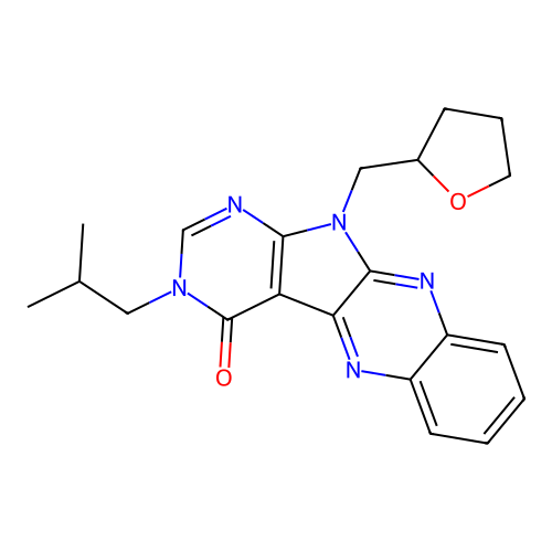 3-isobutyl-11-((tetrahydrofuran-2-yl)methyl)-3H-pyrimido[5',4':4,5]pyrrolo[2,3-b]quinoxalin-4(11H)-one structure