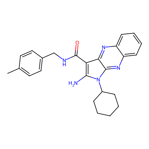 2-amino-1-cyclohexyl-N-(4-methylbenzyl)-1H-pyrrolo[2,3-b]quinoxaline-3-carboxamide structure