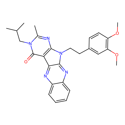 11-(3,4-dimethoxyphenethyl)-3-isobutyl-2-methyl-3H-pyrimido[5',4':4,5]pyrrolo[2,3-b]quinoxalin-4(11H)-one structure