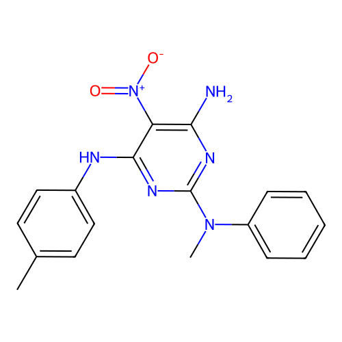 {4-Amino-6-[(4-methylphenyl)amino]-5-nitropyrimidin-2-yl}methylphenylamine structure