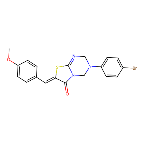 (Z)-3-(4-bromophenyl)-7-(4-methoxybenzylidene)-3,4-dihydro-2H-thiazolo[3,2-a][1,3,5]triazin-6(7H)-one structure