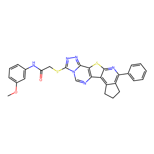 N-(3-methoxyphenyl)-2-((10-phenyl-8,9-dihydro-7H-cyclopenta[4',5']pyrido[3',2':4,5]thieno[2,3-e][1,2,4]triazolo[4,3-c]pyrimidin-3-yl)thio)acetamide structure