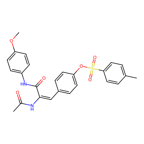 [4-[(E)-2-acetamido-3-(4-methoxyanilino)-3-oxoprop-1-enyl]phenyl] 4-methylbenzenesulfonate structure