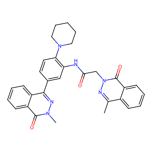 2-(4-methyl-1-oxophthalazin-2(1H)-yl)-N-(5-(3-methyl-4-oxo-3,4-dihydrophthalazin-1-yl)-2-(piperidin-1-yl)phenyl)acetamide structure