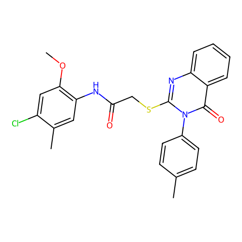 N-(4-chloro-2-methoxy-5-methylphenyl)-2-{[3-(4-methylphenyl)-4-oxo-3,4-dihydroquinazolin-2-yl]sulfanyl}acetamide structure