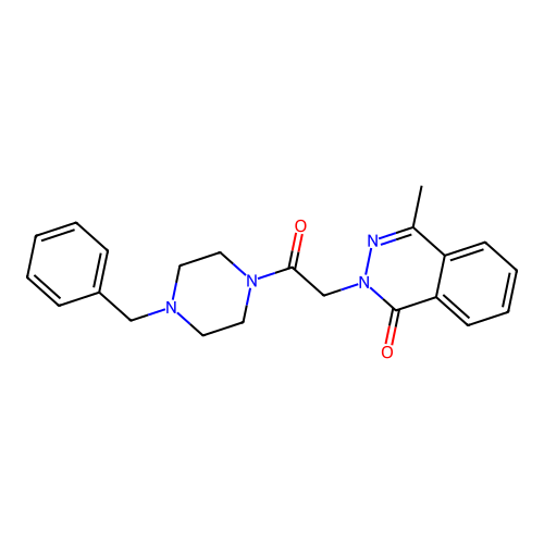 2-(2-(4-benzylpiperazin-1-yl)-2-oxoethyl)-4-methylphthalazin-1(2H)-one structure